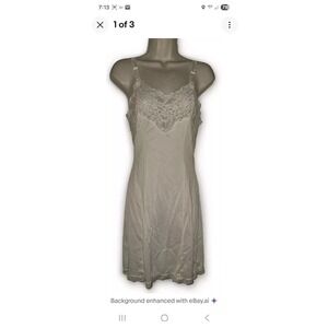 Vintage Women's Ivory Lace Full Slip Dress Lingerie‎ Nightgown Size Small